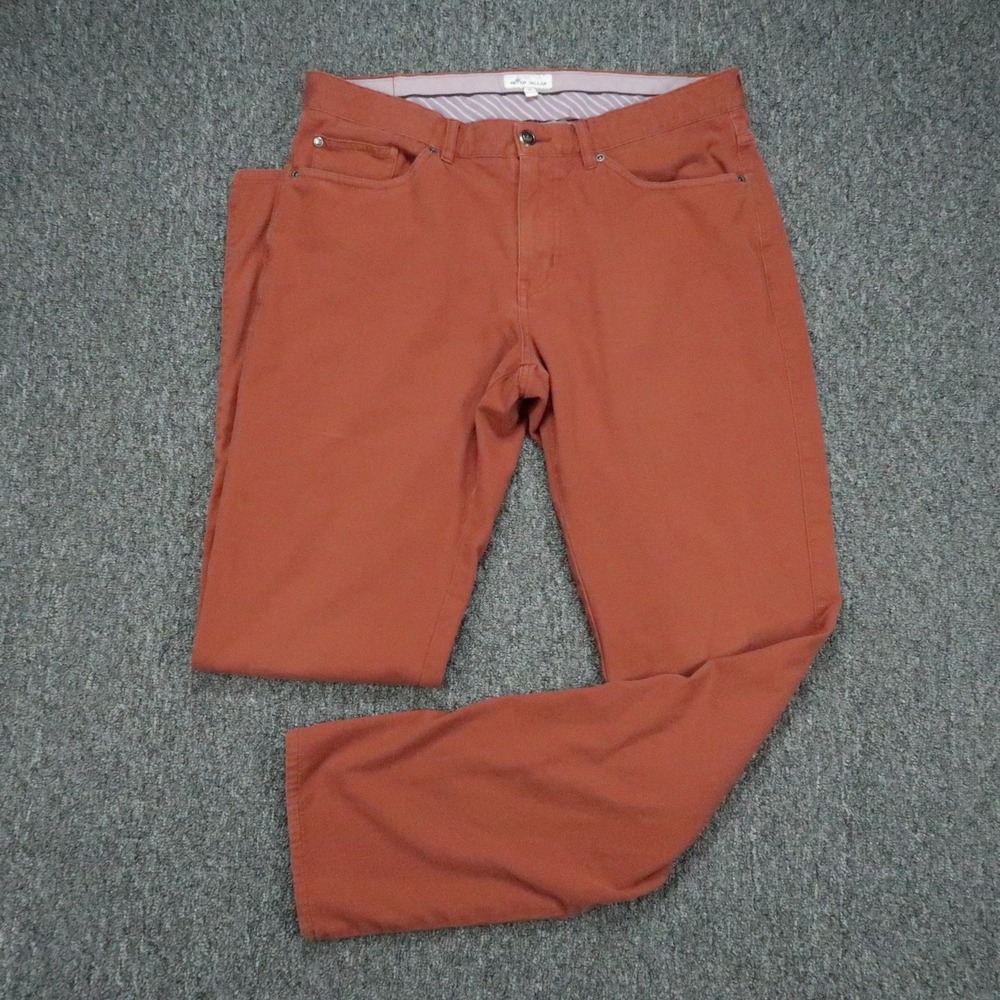 Peter Millar Pants Mens 34x34 Red Rust Stretch Canvas 5 Pocket Trouser Golf